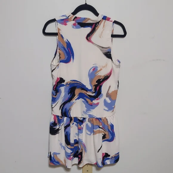 Nine West Button Front Ruffle Hem Dress In Ivory Swirl Pattern Size Small - Picture 4 of 10